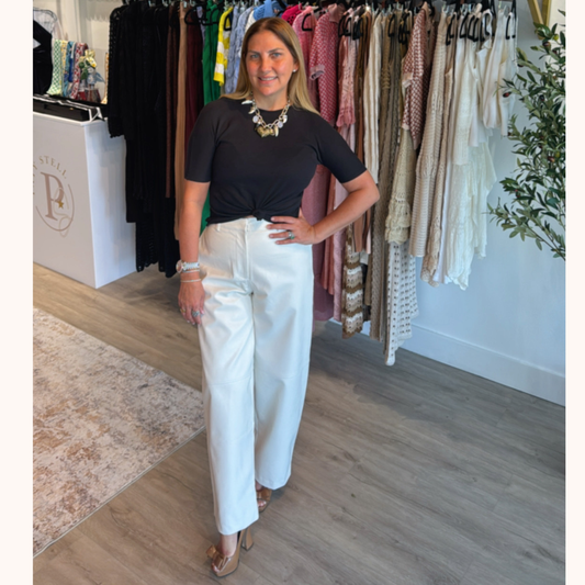 Pantalón ivory de ecopiel