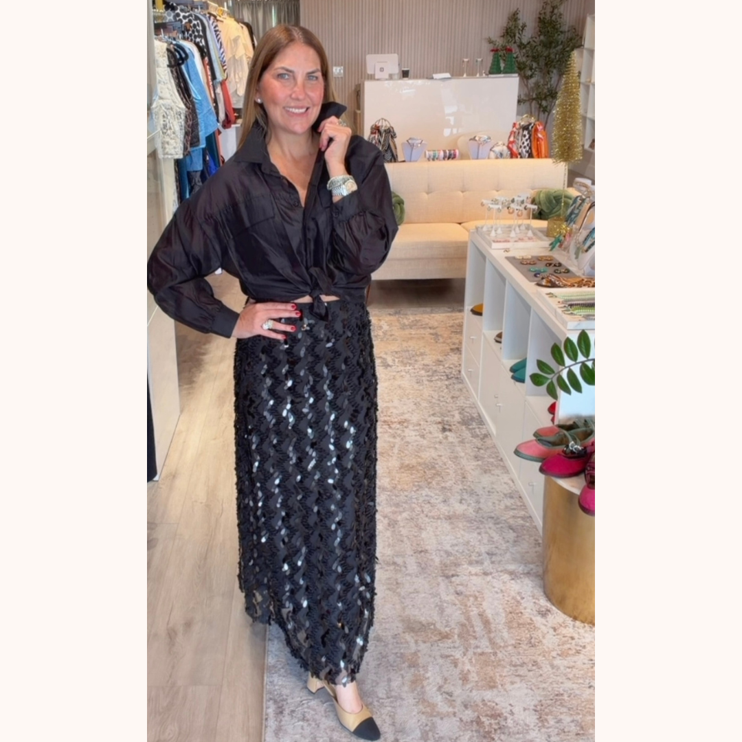 Falda larga de lentejuelas