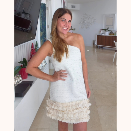 Vestido blanco de flores en organza