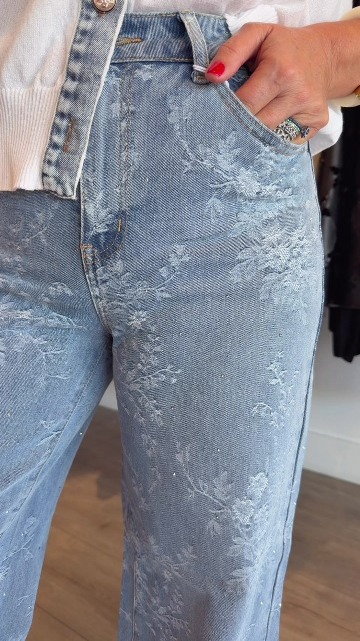 Blue Blossom Wide-Leg Jeans