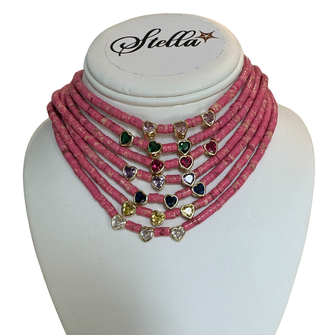 Collar rosado Pucas Corazones
