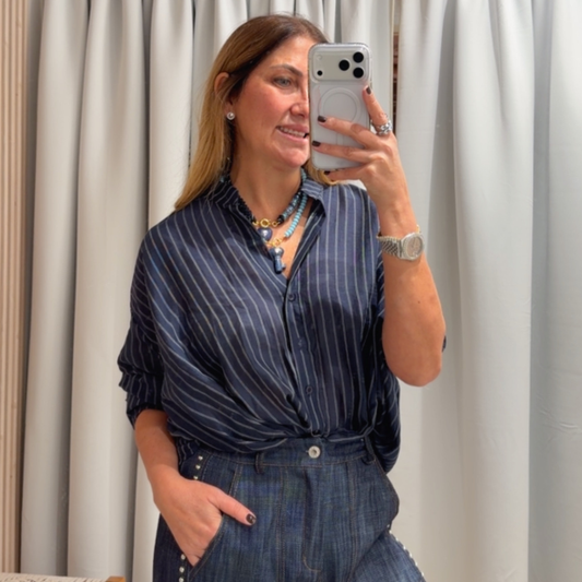 Camisa transparente de órganza 3 botones