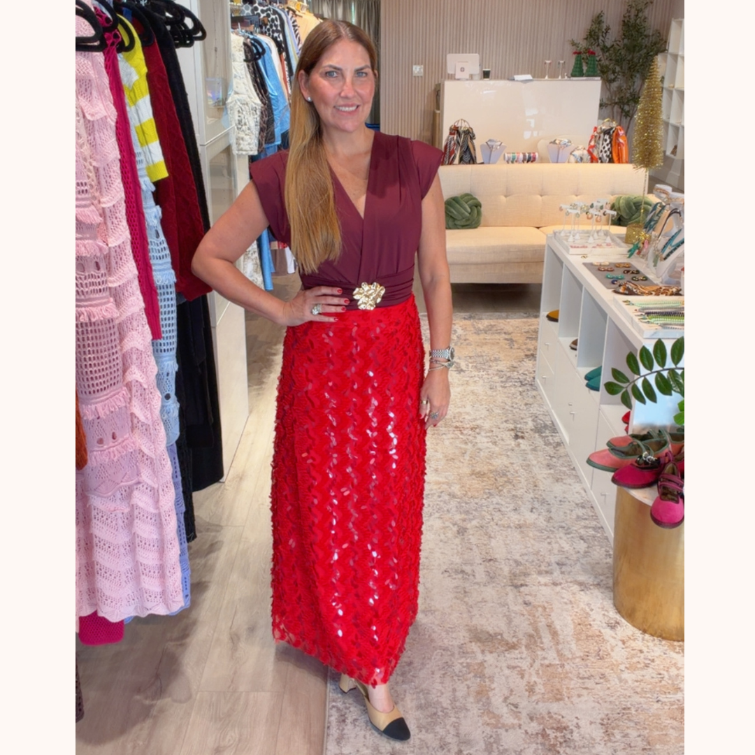 Falda larga de lentejuelas