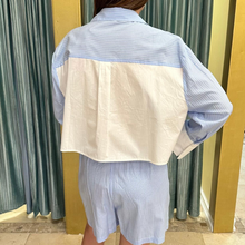 Baby blue long sleeve shirt and shorts set