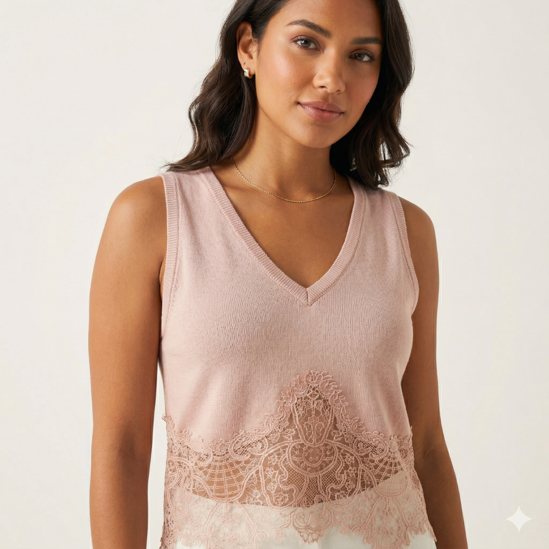 The Amara Chantilly Lace Knit Cami