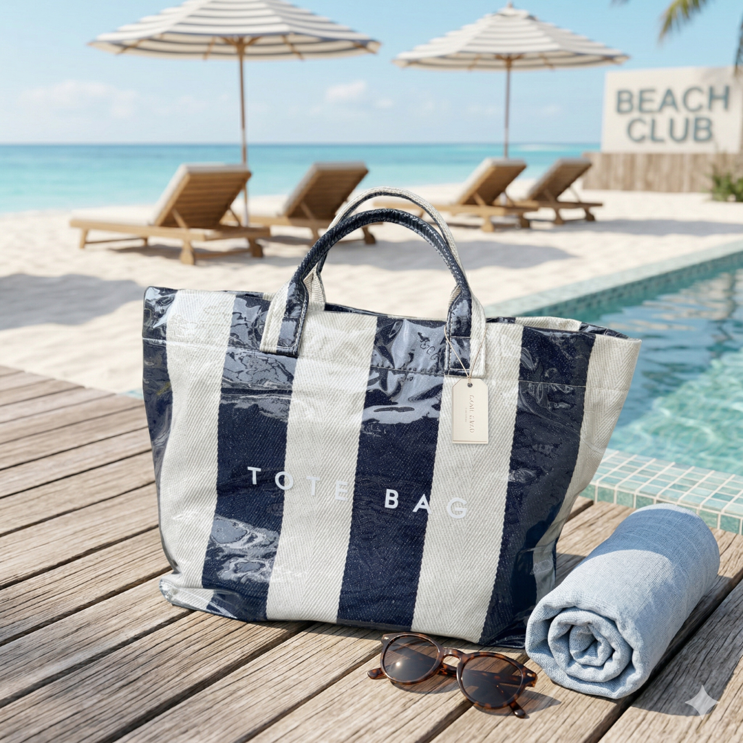 The Azure Coast Oversized Striped Tote | PS Showroom