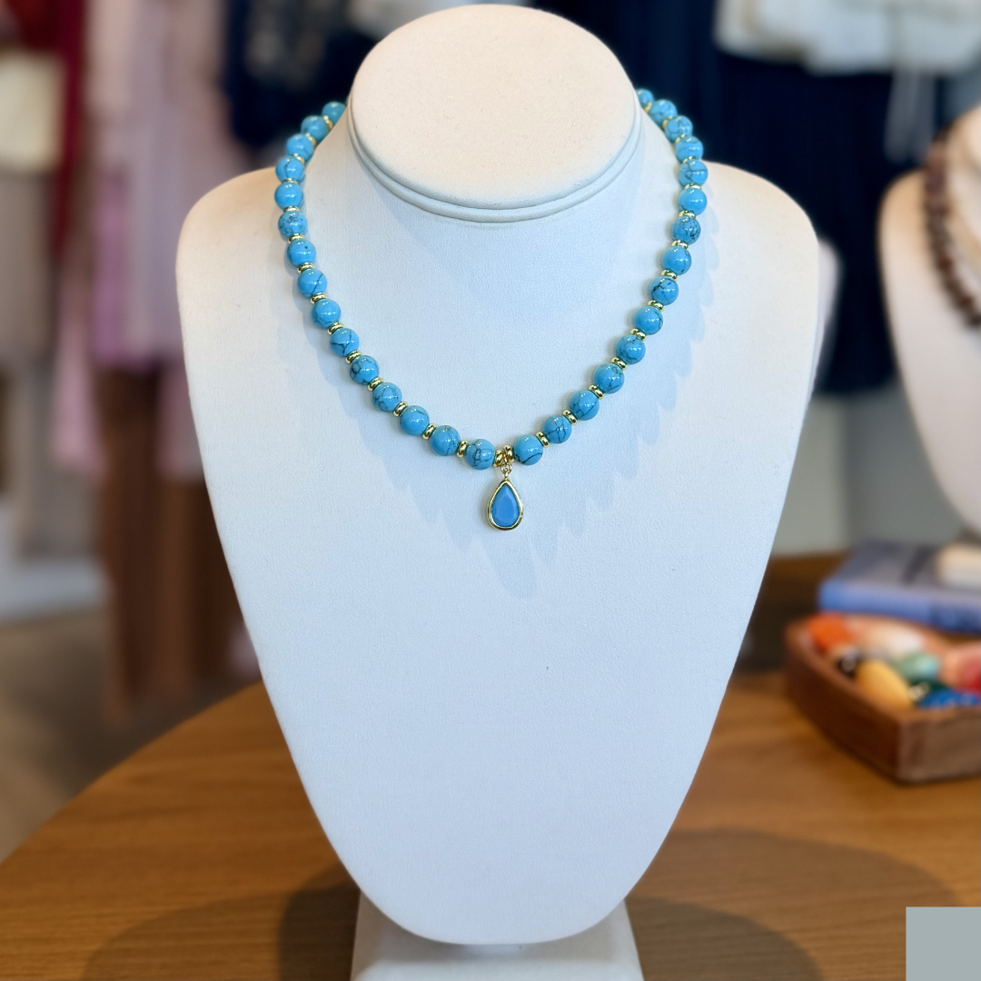 The Prism Beaded Gemstone & Colorful Drop Necklace