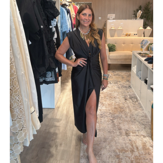 Vestido Negro y Marrón Elegante