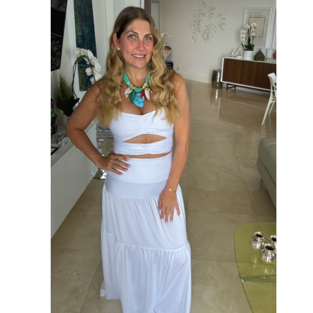 Vestido largo blanco kinina