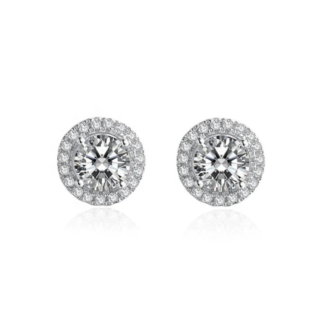 Pendientes redondos de 2 ct