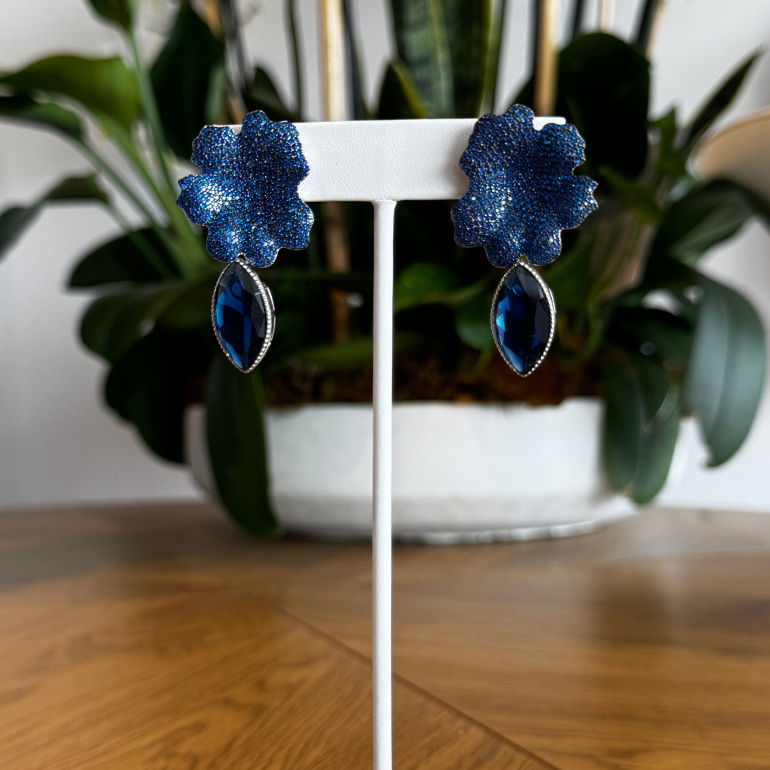 Zarcillos de Flores con piedra